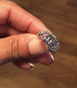 925 STERLING SILVER MYSTIC TOPAZ ROUND CUT RING