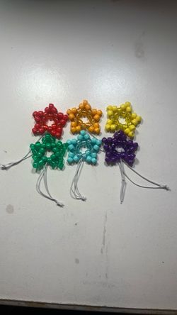 Handmade Beaded Star Charms Set of 6
