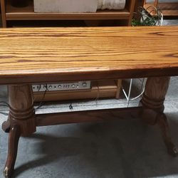 Solid Oak Double Pedestal Accent Table