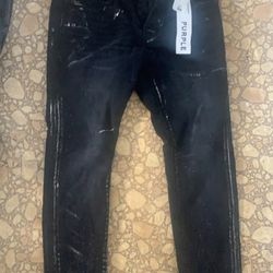 Purple Jeans Brand Black Wash Metallic Silver