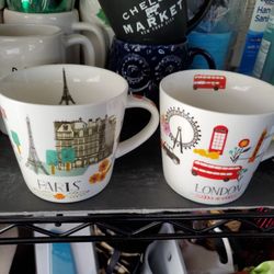 London & Paris Coffee Mug Set X2