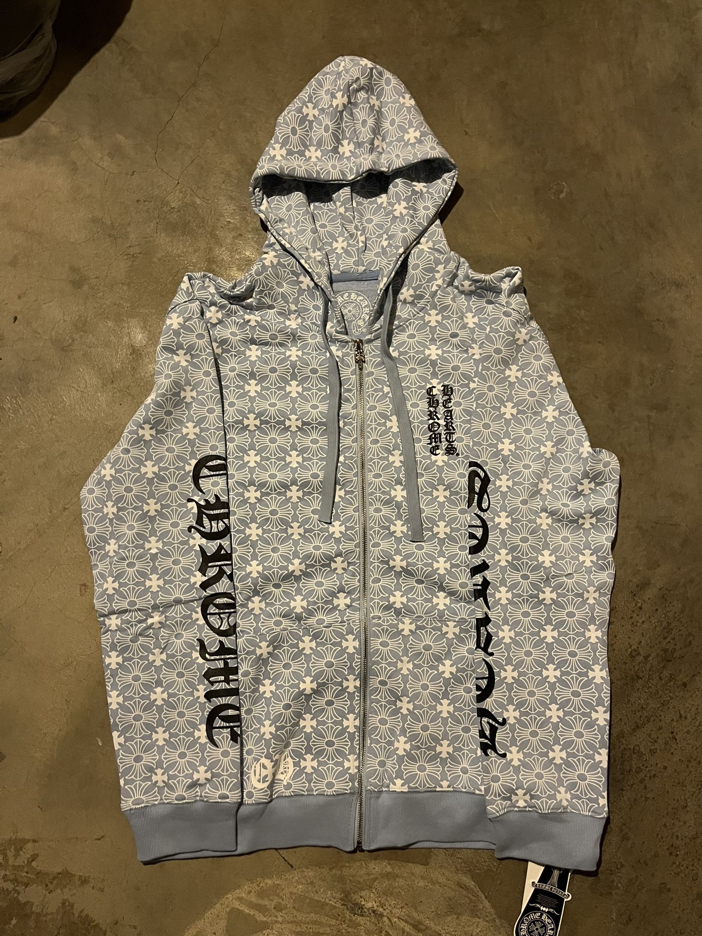 light blue chrome hoodie