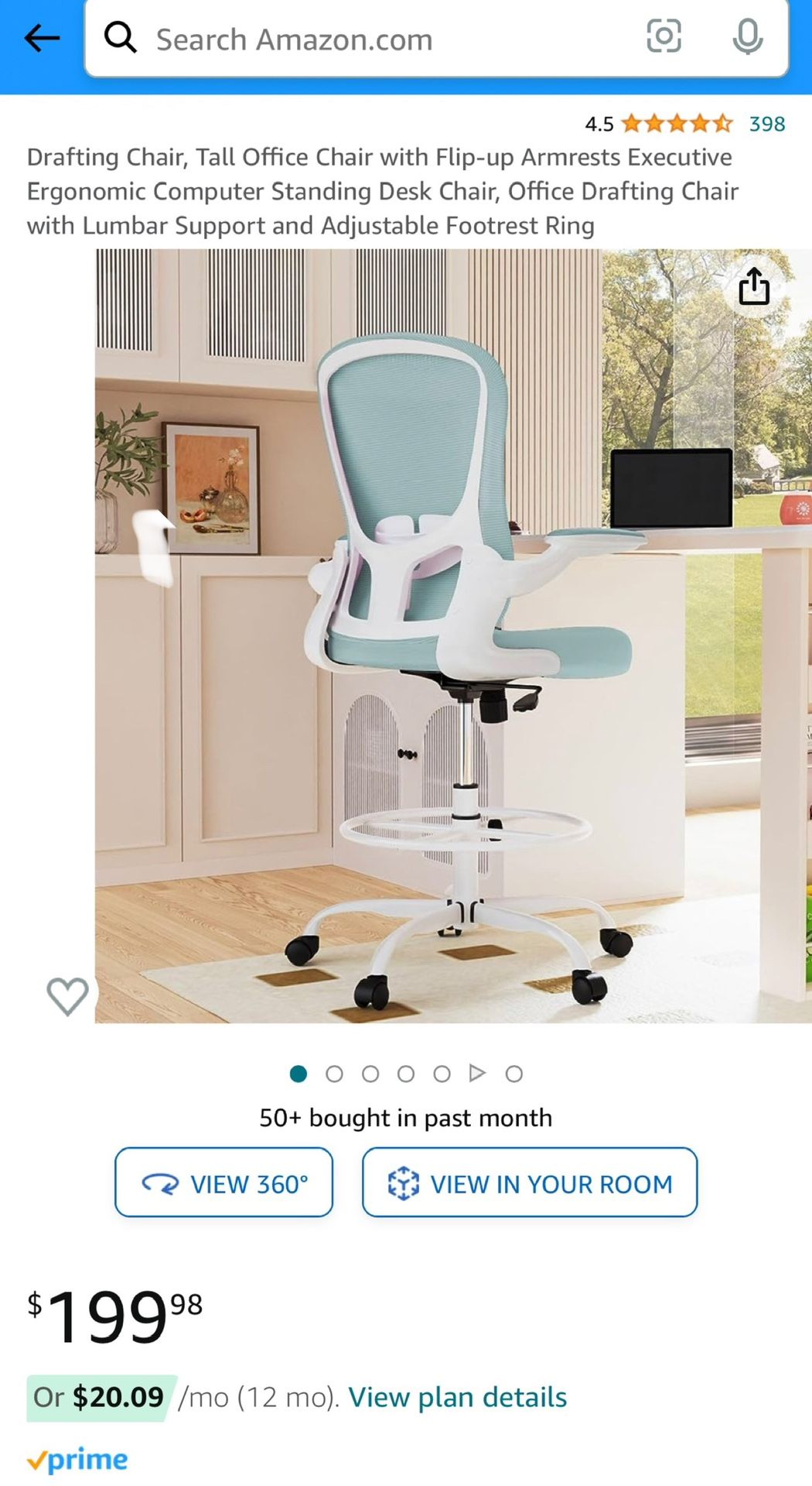 Drafting Chair, Tall Office Chair with Flip up Armrests Executive Ergonomic  Computer Standing Desk Chair, Office Drafting Chair with Lumbar Support an