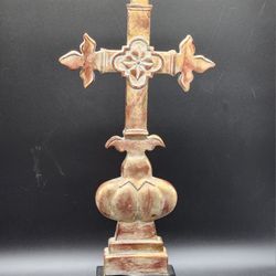 Tabletop Crucifix in Chalkware Baroque Style
