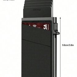 Men's Minimalist RFID Blocking Card Holder, Slim Thin Card Holder, Card Case with Automatic Pop-Up Card Slot, Money Clip & Lightweight Portable Card H