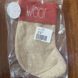 New Rae Dunn Woof Pet Christmas Stocking 11 1/2” H x 8” W