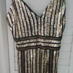 Black & Gold Sequence Dress Large 