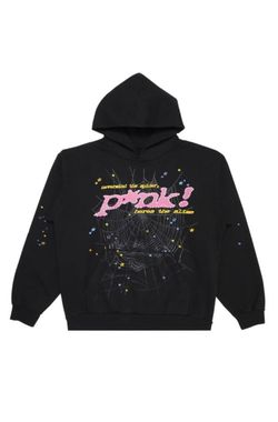 Sp5der Logo Pullover Hoodie Sweatshirt 'Black Pink'
