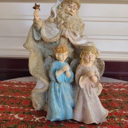 VINTAGE 1997 Home Interiors Father Christmas "Merry Christmas To All" Statue 10"
