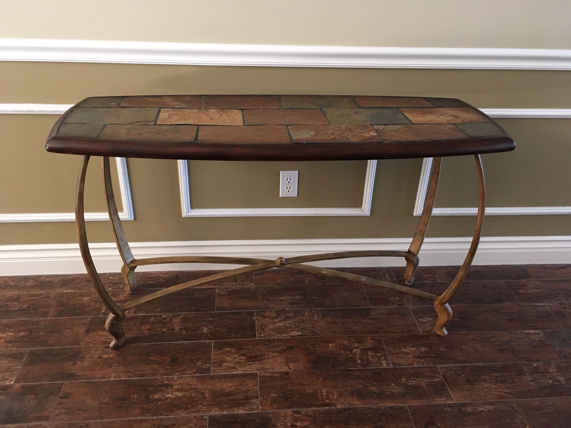 Buffet table - Wood & Iron with Slate Inlay