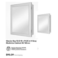 Glacier Bay 15.12 In. W X 19.25 In. H Rectangular Gray Framed Surface Mount Or Recessed Medicine Cabinet With Mirror