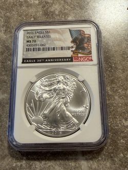 2016 Silver Eagle MS-70 NGC (FR, Eagle and Flag Label, 30th Anniversary)