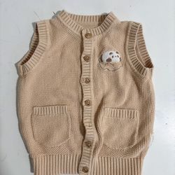unisex baby infant vest sweater vest boy vest toddler sleeveless top girl vest size 18-24months beige  Comes from pet free smoke free home  Washed w d