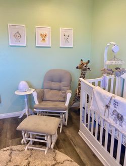 Nursery Rocking chair and side table with stool