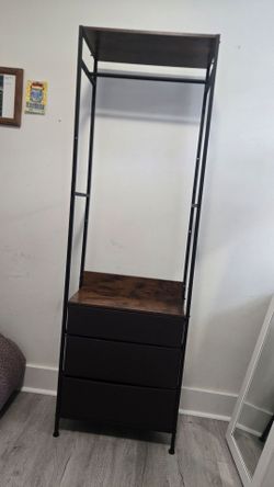 Industrial Garment Rack with 3 Drawers and Shelves