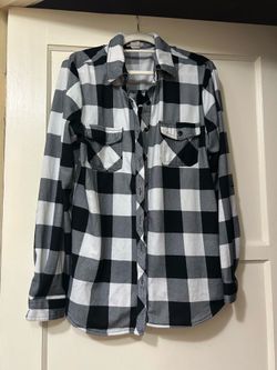 Black and White Plaid Flannel Jacket Large