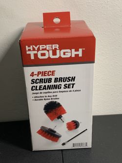 HYPER TOUGH 4-Piece Scrub Brush Cleaning Attachment Set for Electric Drills NEW