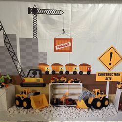 Construction Photo Backdrop W/props