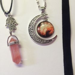 Fiery choker and necklace bundle