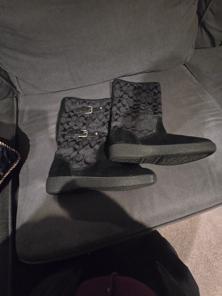 Women's Black Coach Boots size 8-8.5