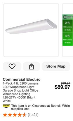 3 LED Shop Lights New In Box By Commercial Electric