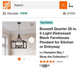 Boswell Quarter 20 in. 5-Light Distressed Black Farmhouse Pendant