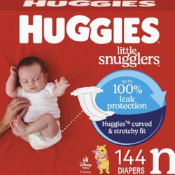 $30 BNIB Huggies Size Newborn Diapers: 144 Little Snugglers Baby Diapers, size Newborn (up to 10 lbs), 
