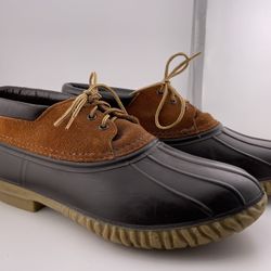 LaCrosse Men’s Brown Leather 3 Eye Duck Shoes Low Rain Muck Size 11.