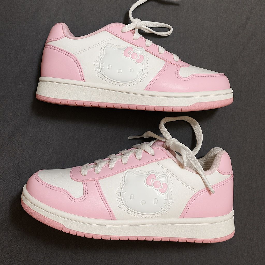 Hello Kitty Pink & White Low-Top Sneakers – Size 3 Youth – Adorable & Affordable!