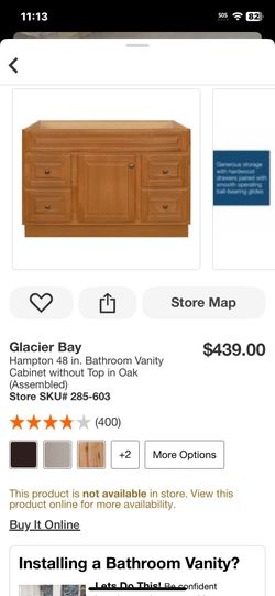 Shop Glacier Bay Hampton 48 in. Bathroom Vanity Cabinet without Top in Oak (Assembled)