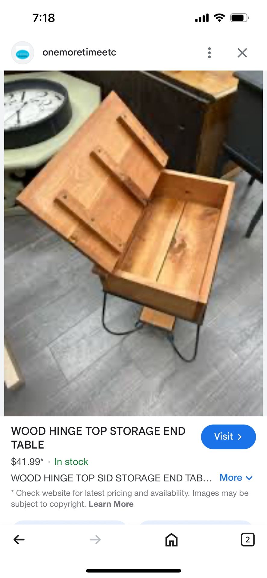 Wooden storage end table