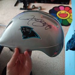 Signed jonathan stewart panthers bicycle helmet