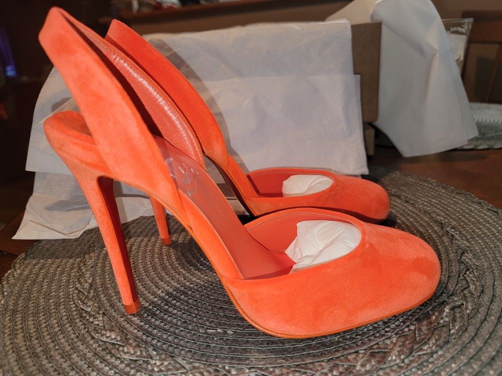 Christian Louboutin Betty Sling 100 Sunrise/Lin Sunrise 1220942 R561 W51 Size 35