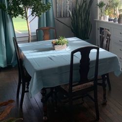 Wood Table With 6 Chairs