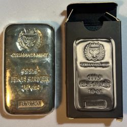 Germania Mint 10 Troy Oz Cast Silver Bar Sealed In Box (Serialized) .9999