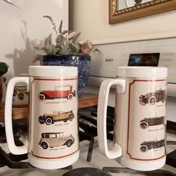 New Old Stock Thermo Sew Tall Insulated Mugs Old Car Collection