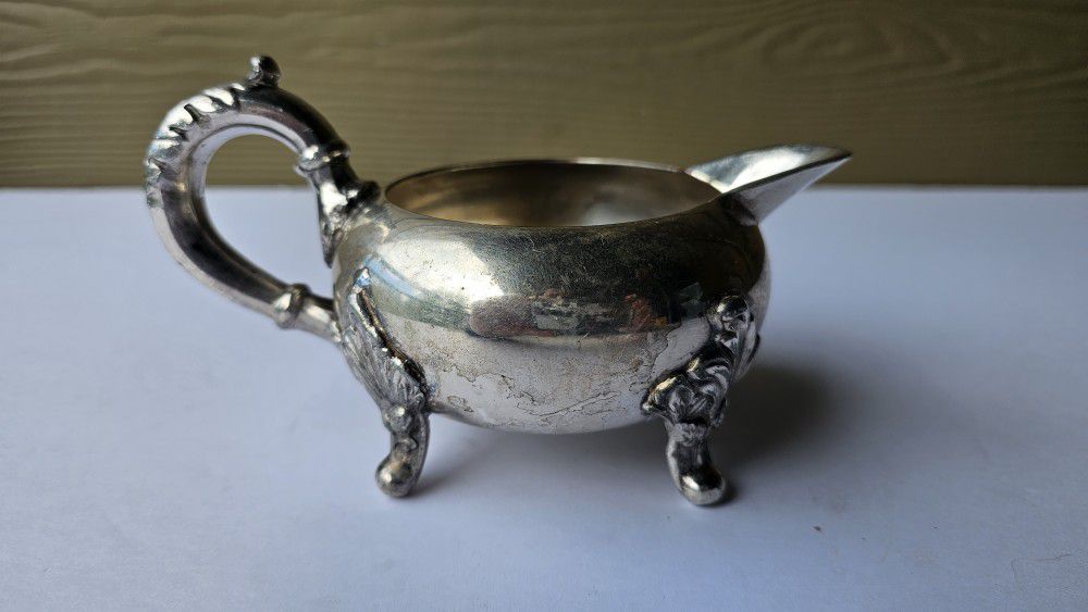 VINTAGE Signed SILVER PLATE CREAMER (For TEA COFFEE SET) 