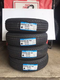 New trailer tires 205/75/15 Llantas Nuevas  installed