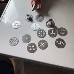 Vtg Mirror Cookie Jar Magic Aluminum Cookie Press & Acme Glads Steel Food Chopper Both Like New