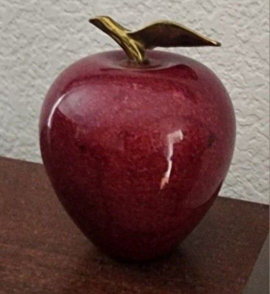 Apple Paperweight With Gold Stem
