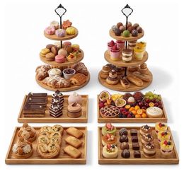 6 PCS Wood Tier Cupcake Display Stand in white