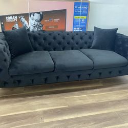 New Black And Gold Tufted Sofa Couch 