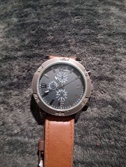 Men's Chronograph Watch Brown Leather Strap