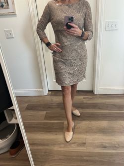 Ronni Nicole Taupe Sequin Lace Cocktail Dress Size 6P