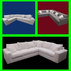 BRAND NEW  9x7ft And 7X9FT AND 9X5.5FT SECTIONAL COUCH CHAISE SOFA  Cordoroy CREAM FABRIC 