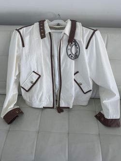White and Brown Bomber Jacket