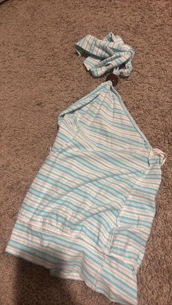 Blue and White Striped Halter Romper
