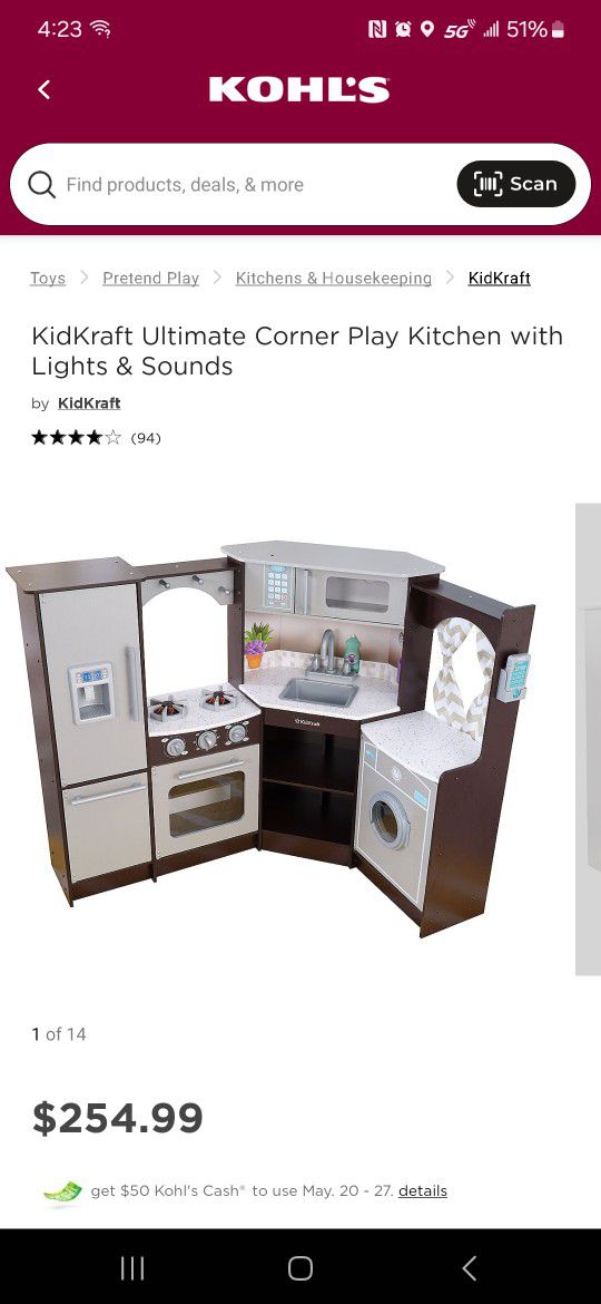 KidKraft Ultimate Corner Play Kitchen with Lights And Sound