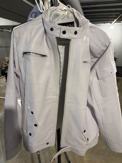 Zayn white leather jacket biker
