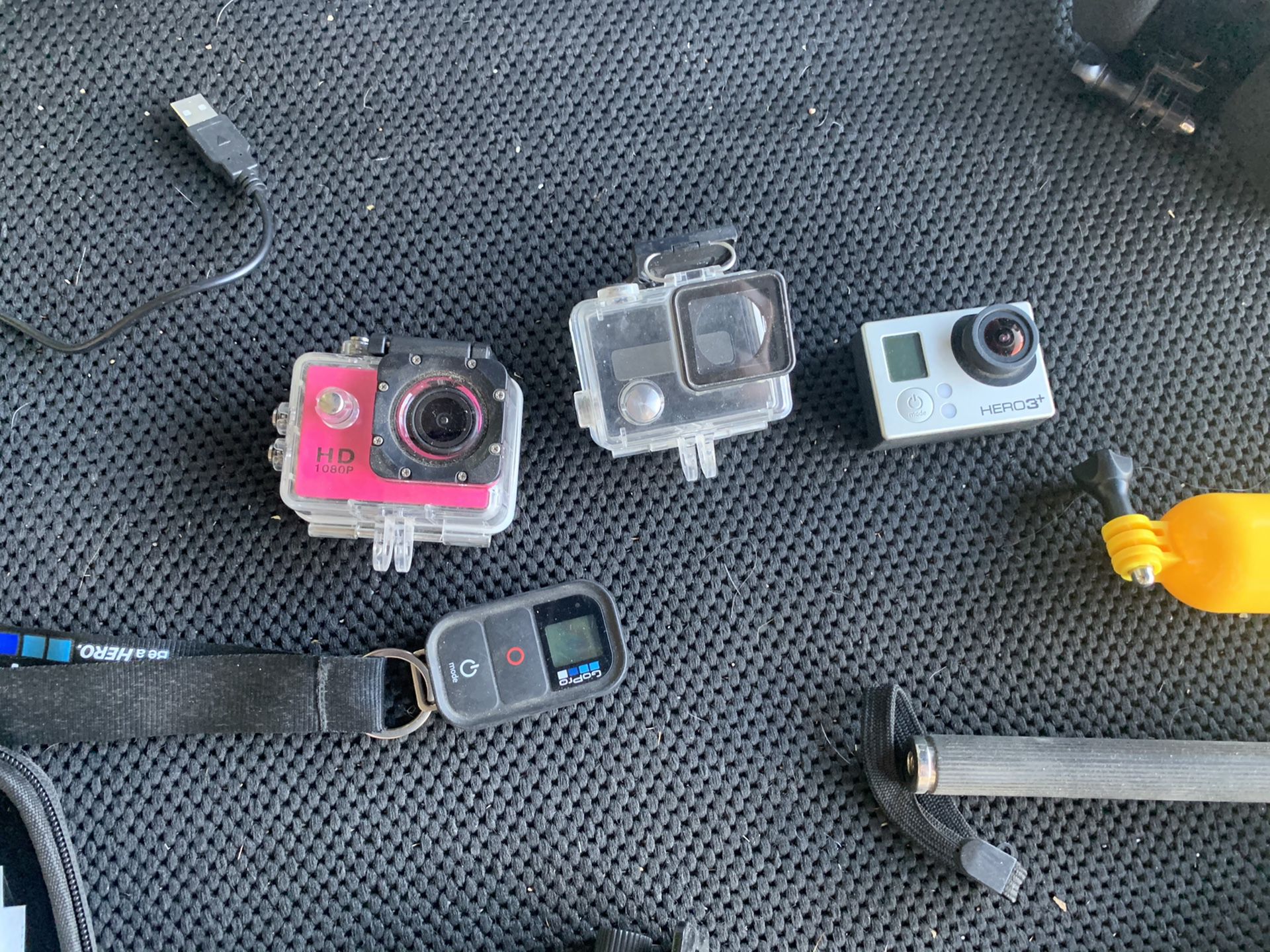 GoPro 3+ black with a lot of accessories.
